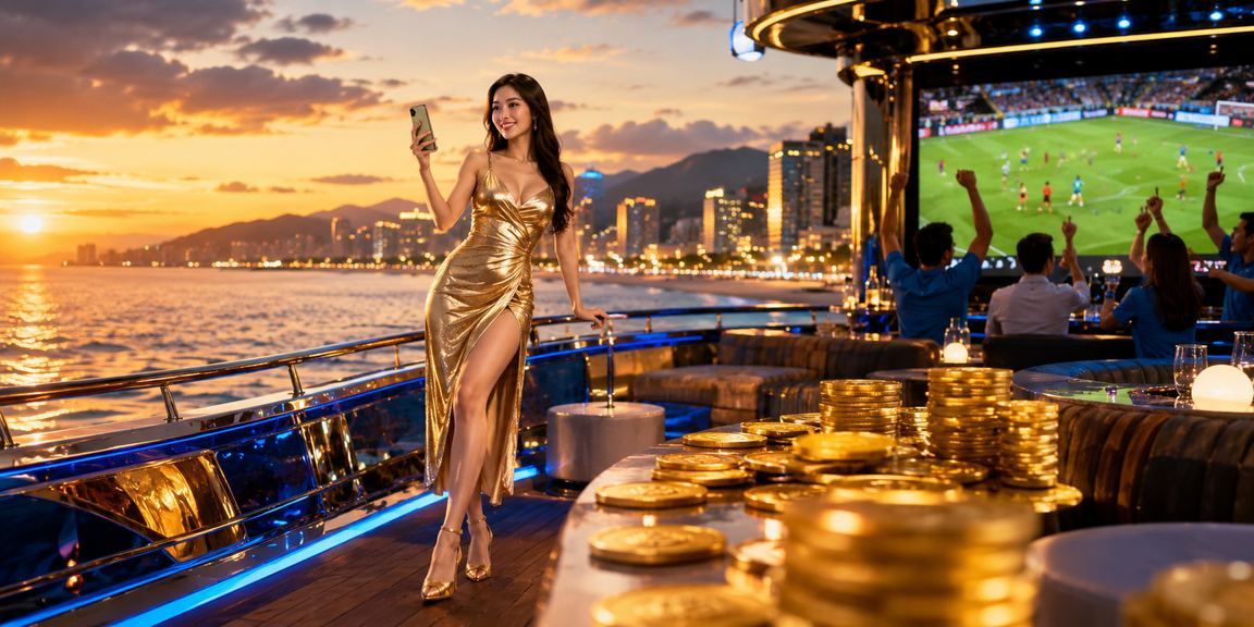 Cảnh quán cà phê bên cạnh casino di động ở Đà Nẵng