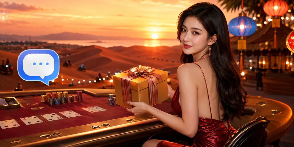 Khung cảnh lễ hội baccarat tại Mũi Né với ánh đèn neon sống động