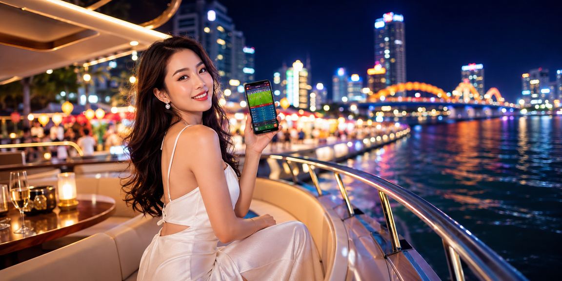 Bảng cá cược bóng đá hiện đại với giao diện neon tại Việt Nam